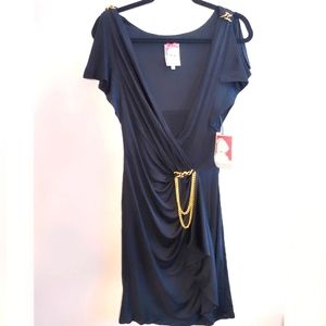 Anthropologie Baraschi Black Draped Chain Link Dress